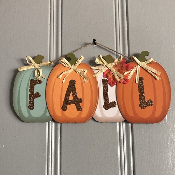 NWT- Beautiful Brown Glittered FALL Colorful Pumpkins Decoration Sign 🍁 - Picture 8 of 16